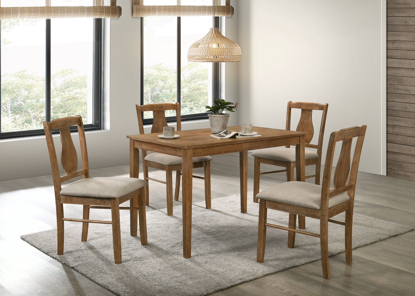 Kayee - 5 Pieces Pack Dining Set - Weathered Oak