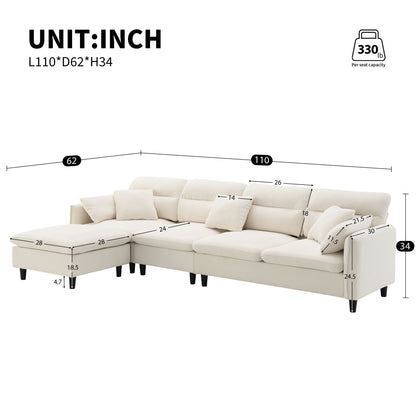 Modern Convertible Sectional Sofa L Shaped Reversible Couch Set With Free Pillows 5 Seat Cloud With Ottoman
