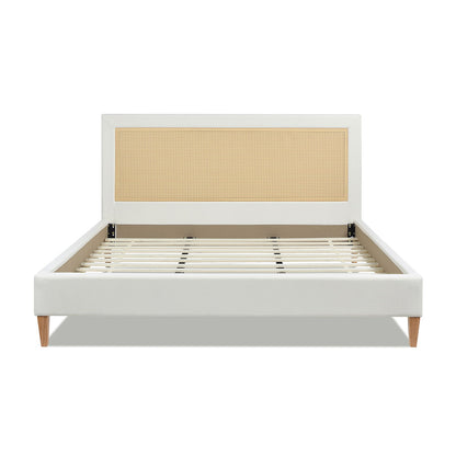 Haley - Upholstered Cane Back Platform Bed