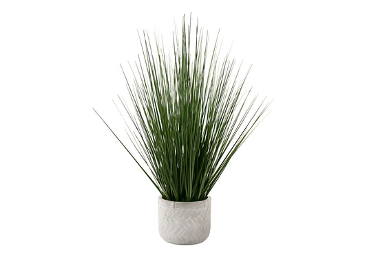 21" Tall, Artificial Plant, Grass, Indoor, Faux, Fake, Table, Greenery, Potted, Real Touch, Decorative - Green / White