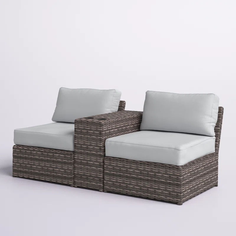 2 Person Seating Set & Cushions - Brown / Gray