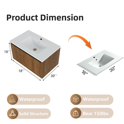 Wall Mounted Floating Bathroom Vanity With Sink And Drawers