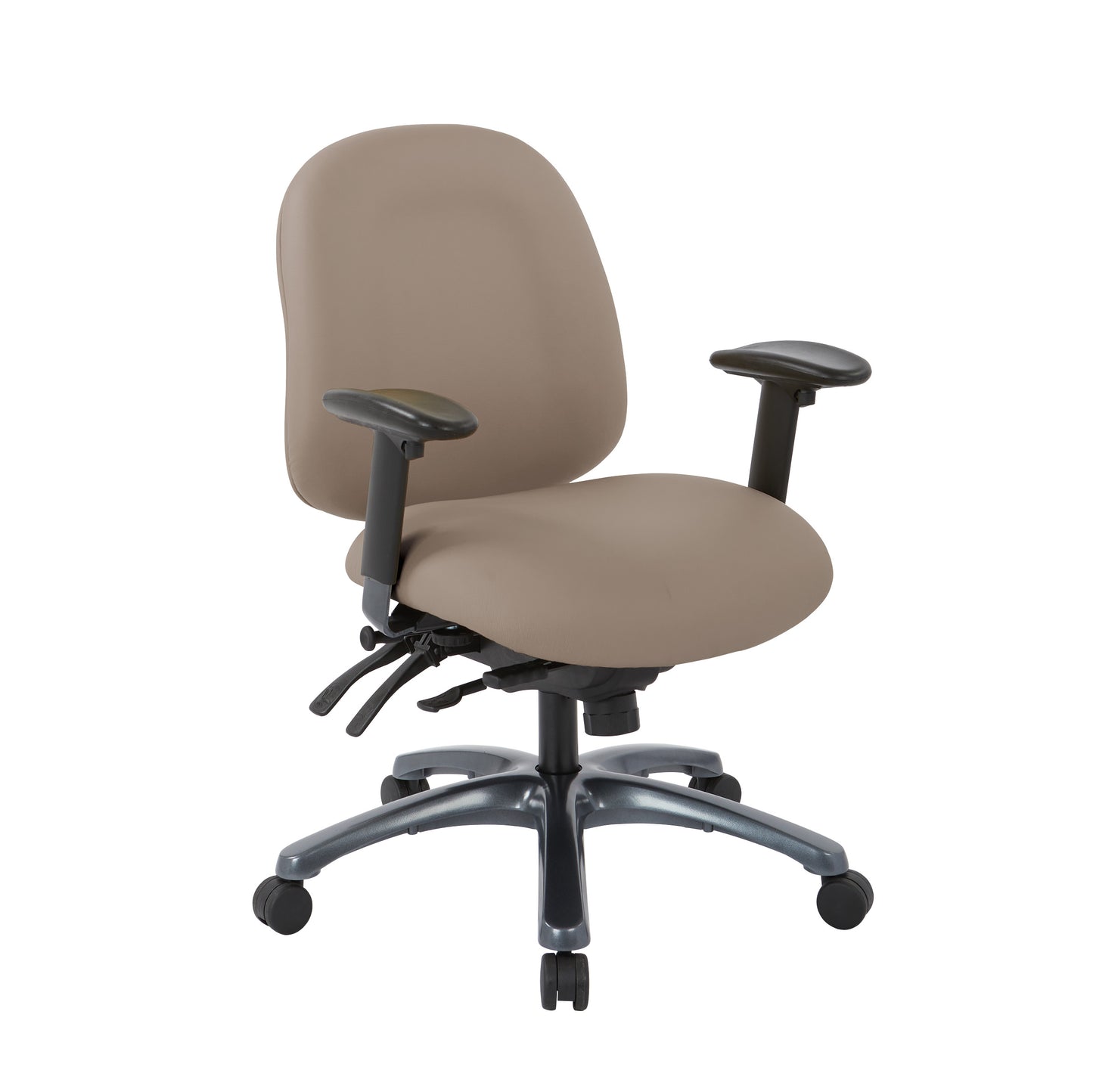 Multi-Function Mid Back Chair with Seat Slider and Titanium Finish Base