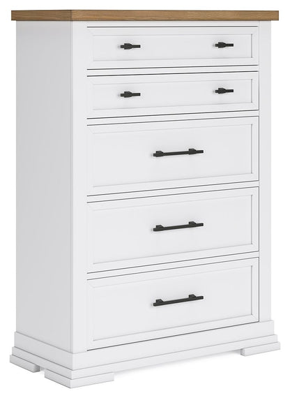 Ashbryn - White / Natural - Five Drawer Chest