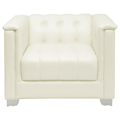 Chaviano - Upholstered Track Arm Accent Chair - Pearl White