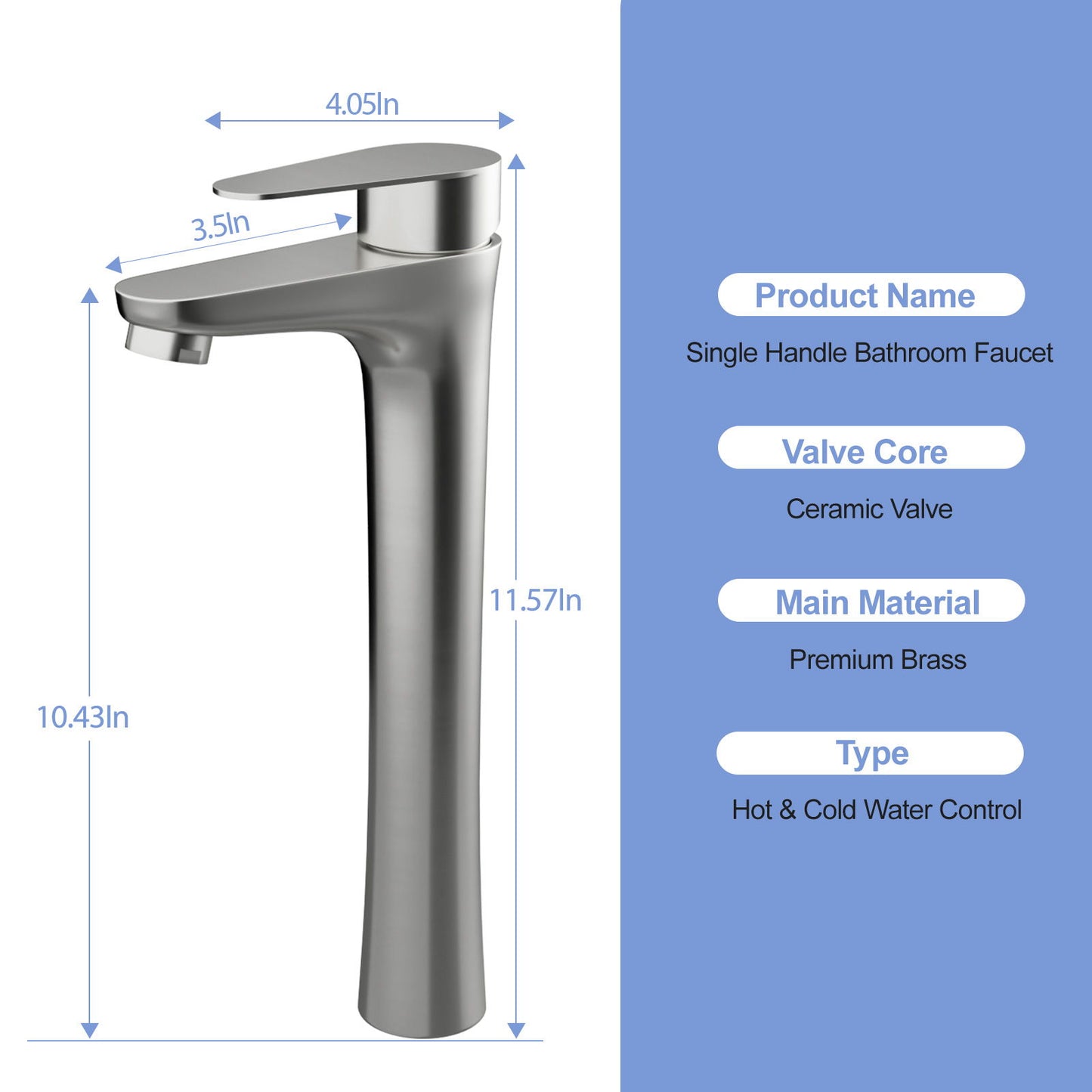Single Handle Vessel Sink Faucet