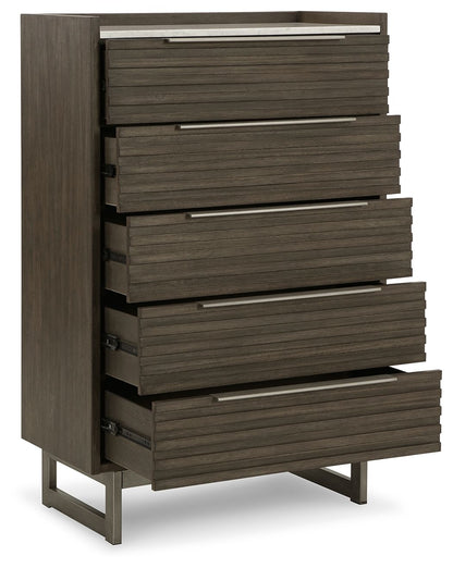 Arkenton - Grayish Brown / White - Five Drawer Chest