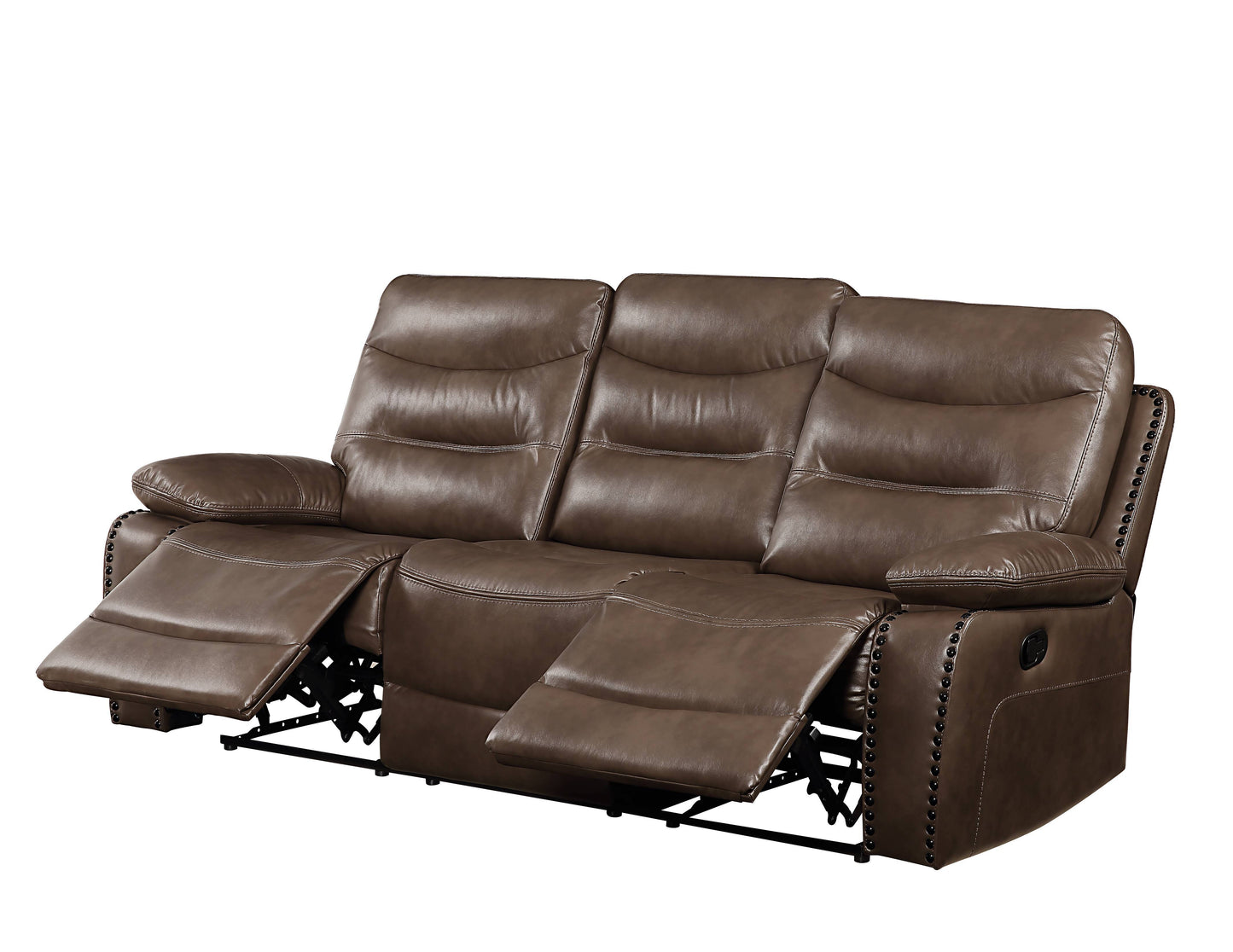 Aashi - Leather Gel Match 3 Piece Recliner Living Room Set - Brown