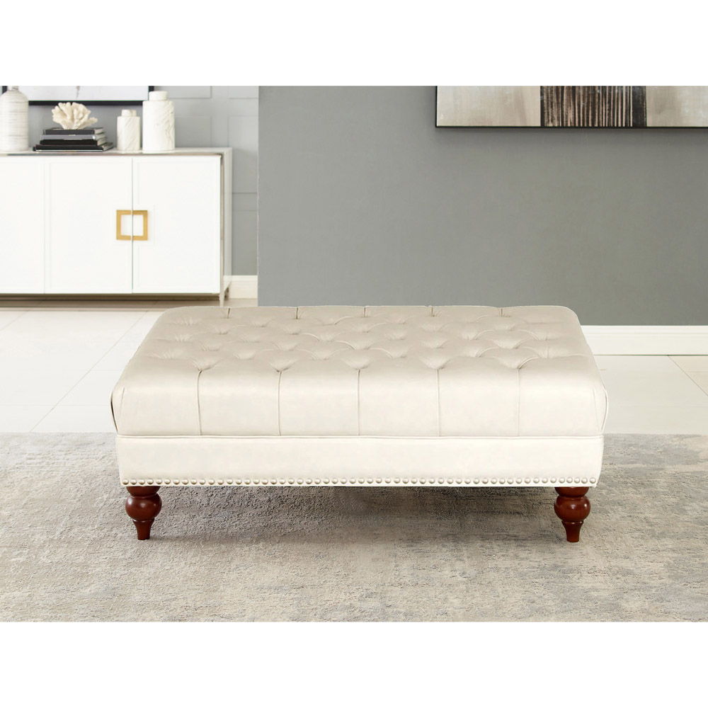 Aliso - Leather Ottoman - Cream White