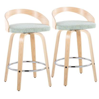 Grotto - Contemporary Fixed Height Counter Stool With Swivel With Round Footrest (Set of 2)