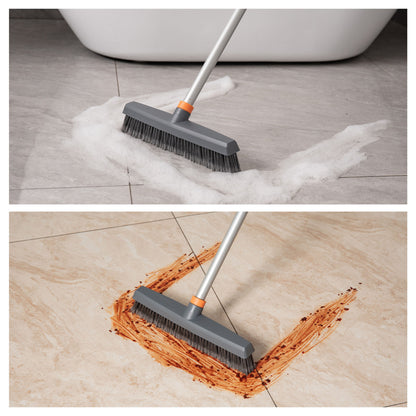 Adjustable Floor Brush With Squeegee Powerful Cleaner For Concrete, Tile, Bathrooms, Kitchens, Garages, And Pools - Black