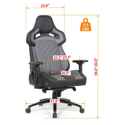Gaming Chair With 4D Armrests, High Back Office Chair - Black / Gray