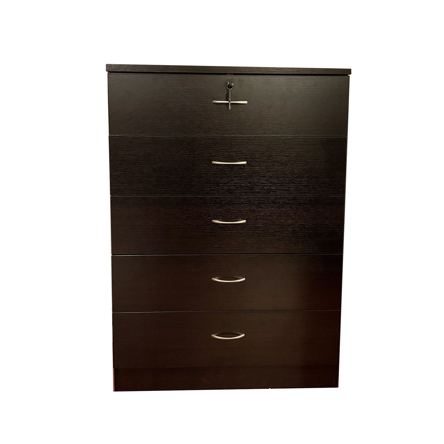5 Drawer Chest Metal Handles Locking Top Drawer Metal Glide Rails Melamine Laminate