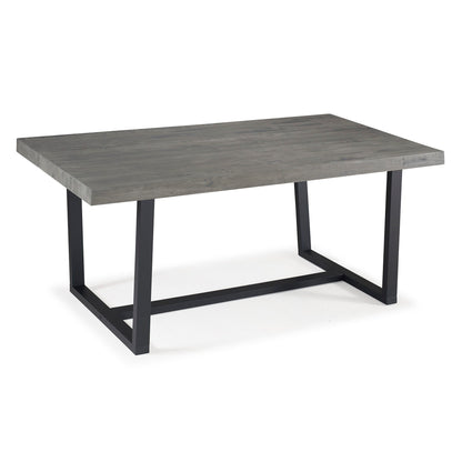 Modern Distressed Solid Wood And Metal Open Frame Dining Table