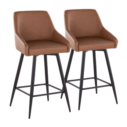 Hannah - Transitional Fixed Height Counter Stool With Swivel With Square Footrest (Set of 2)