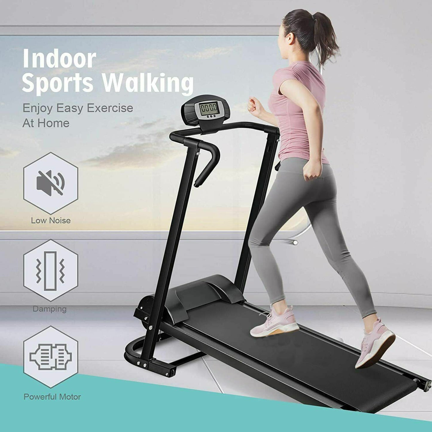 Folding Manual Walking Treadmill, Non-Electric Treadmill With Armrests And Lcd Display, Suitable For Aerobic Sport Fitness Equipment In Home Gym, Office, Apartment - Black