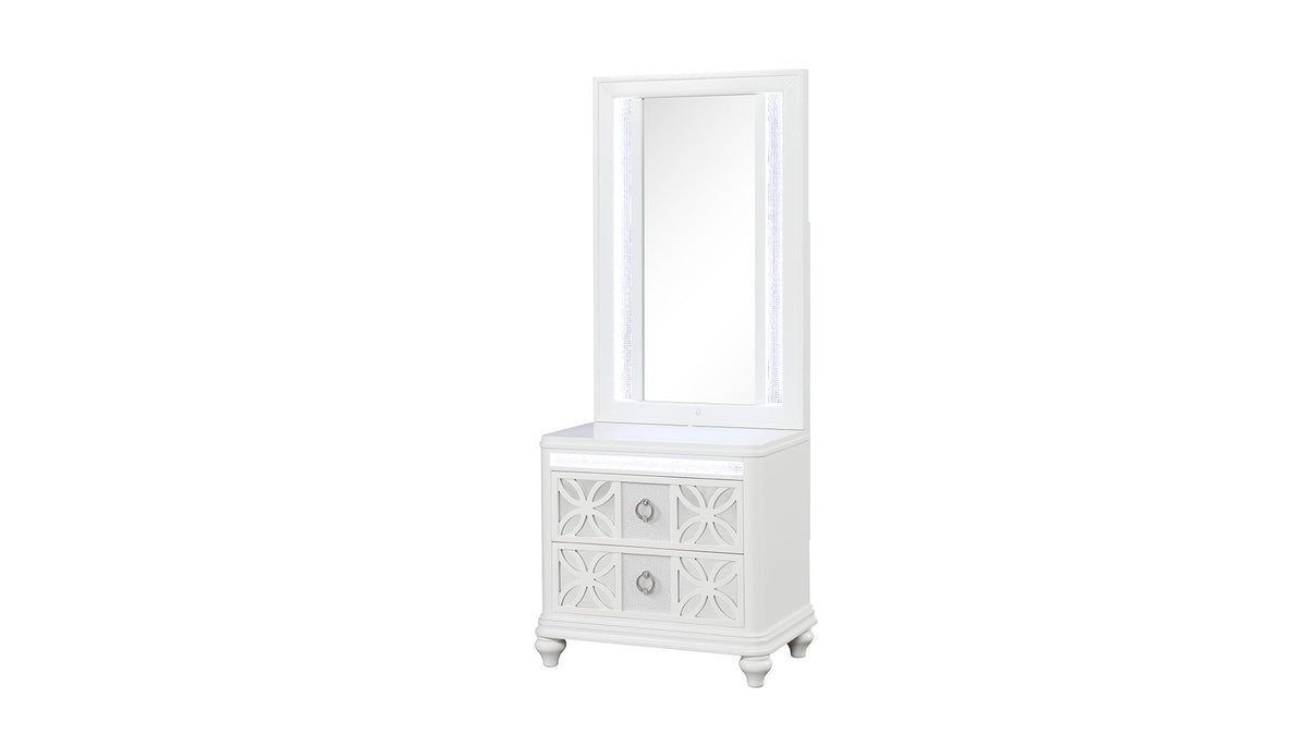 Abigale - Nightstand Top Mirror With LED Lighting (Only Mirror Top) - White