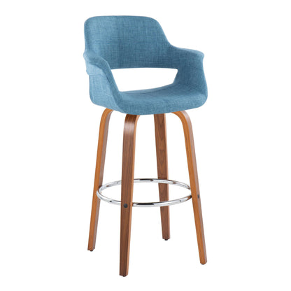 Vintage Flair - Mid Century Modern Fixed Height Barstool With Swivel & Round Footrest (Set of 2)