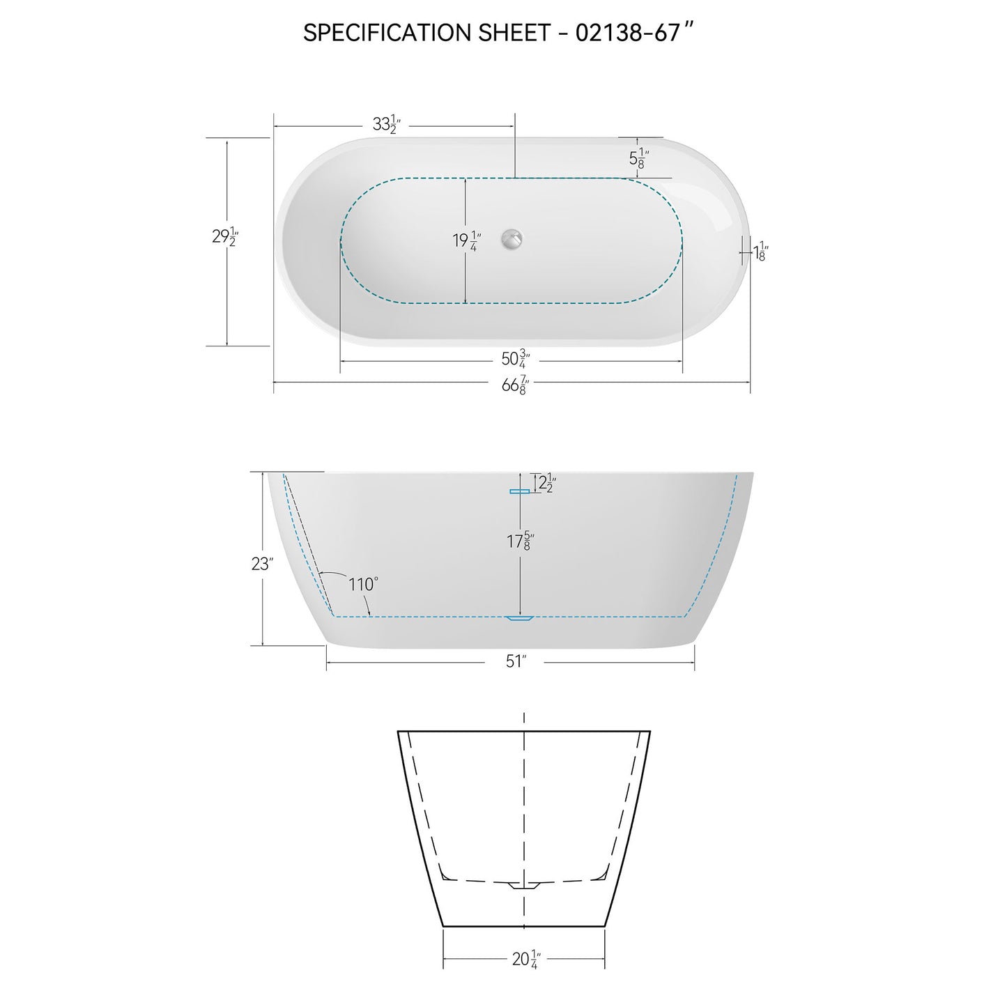 Acrylic Freestanding Soaking Bathtub With Classic Slotted Overflow And Toe-Tap Drain In Chrome, Cupc Certified.Easy To Install, 02138 - Glossy White