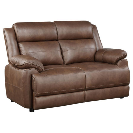 Ellington - Upholstered Padded Arm Loveseat - Dark Brown