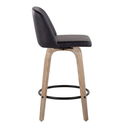 Toriano - Contemporary Fixed-Height Counter Stool & Swivel With Round Footrest (Set of 2)