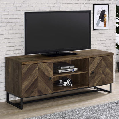 Myles - 2 Door Engineered Wood TV Stand - Rustic Oak