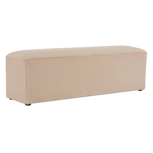 Long Plush Ottoman, Simple Footstool And Seat For Home Use - Almond