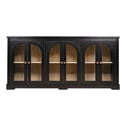 Modern Arched Glass Sideboard With 6 Doors, Buffet Cabinet With Storage And Adjustable Shelves