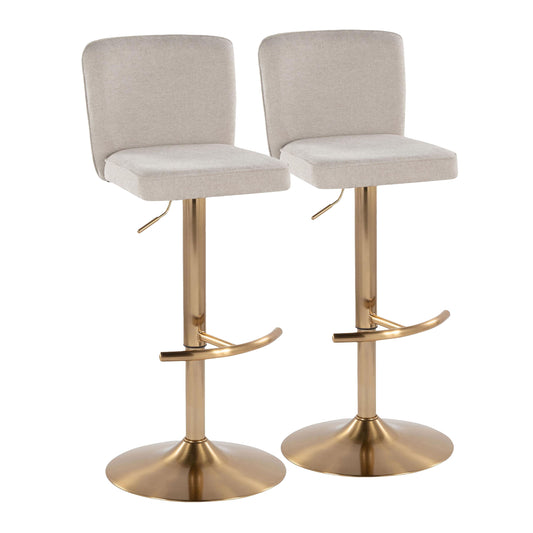 Henry - Contemporary Adjustable Barstool With Swivel With Rounded T Footrest (Set of 2)