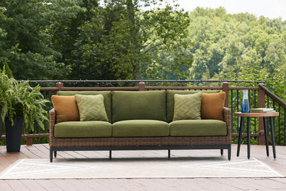 Horizon Hall - Brown / Green - Sofa With Cushion