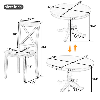 Modern Dining Table Set For 4, Round Table And 4 Kitchen Room Chairs, 5 Piece Kitchen Table Set For Dining Room, Dinette, Breakfast Nook