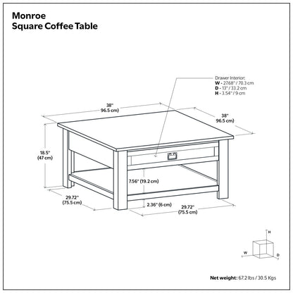 Monroe - Square Coffee Table - Dark Brown