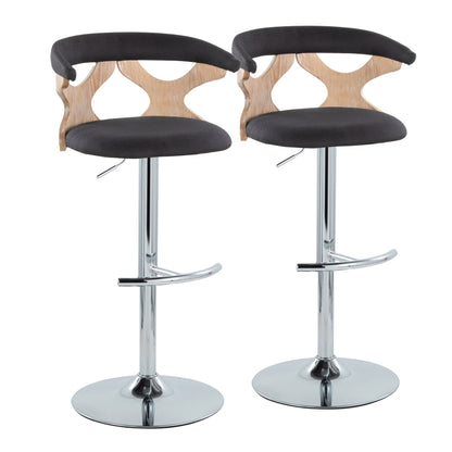 Gardenia - Contemporary Adjustable Barstool With Swivel / Rounded T Footrest (Set of 2)