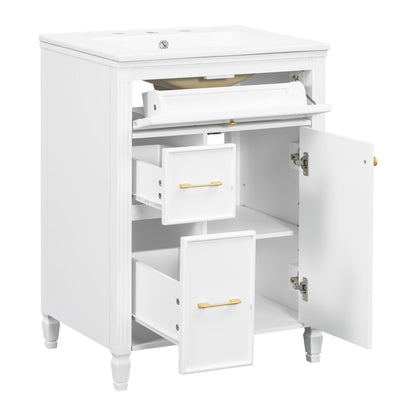 Freestanding Bathroom Vanity With Sink, Soft Close Door, Tip Out Drawer