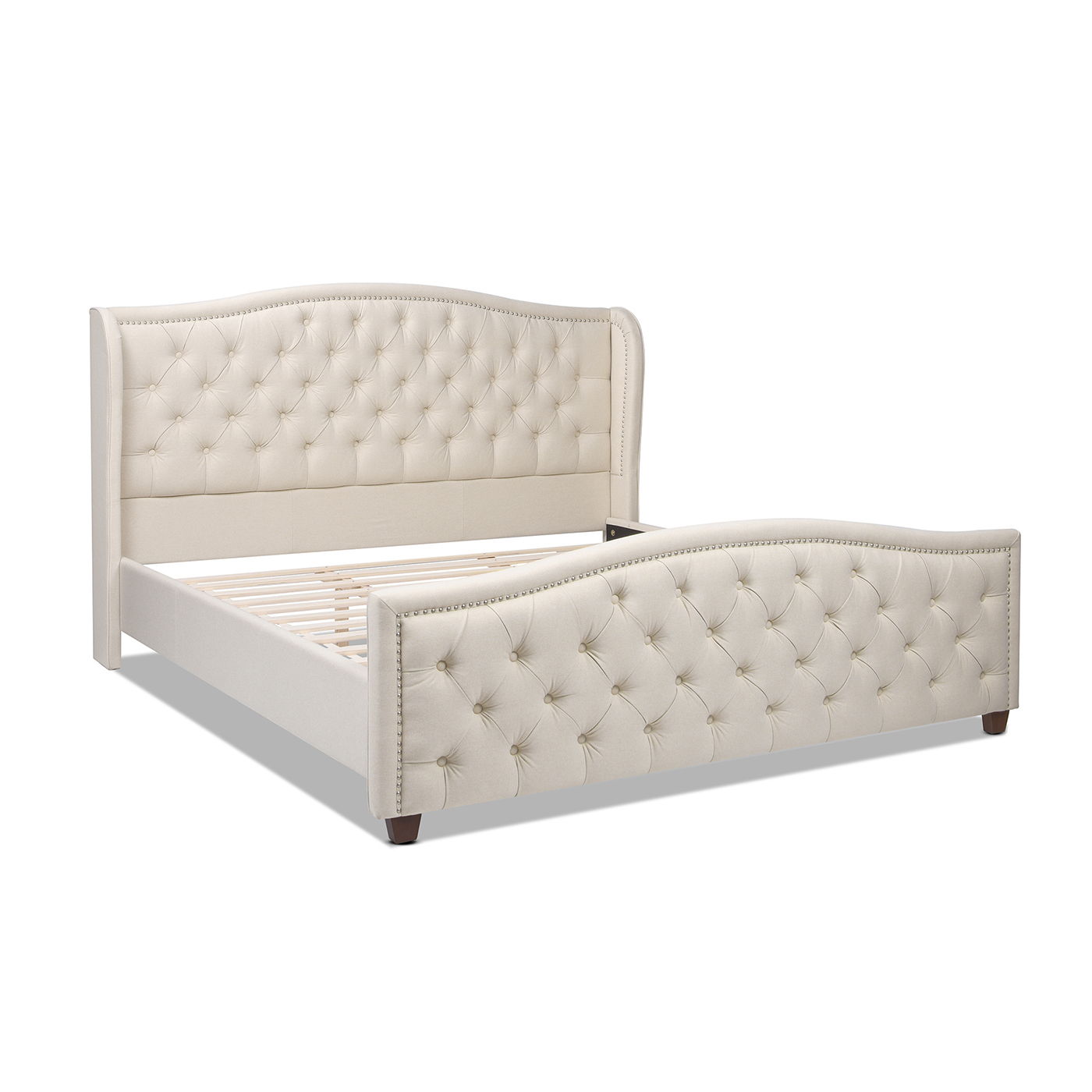 Fontana - Queen Wingback Upholstered Platform Bed Frame