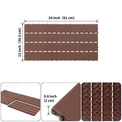 22 Piece Interlocking Outdoor Deck Tiles