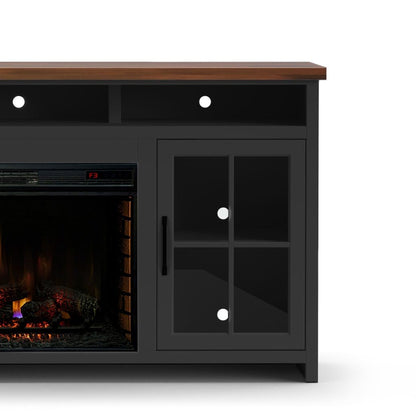 Essex - Fireplace TV Stand Console For TVs Up To 85" - Black, Whiskey