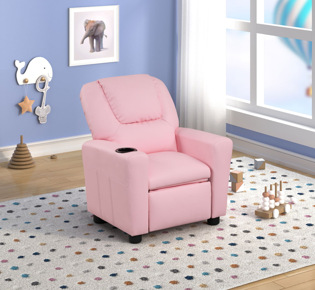 Marisa - PU Leather Kids Recliner Chair With Cupholder