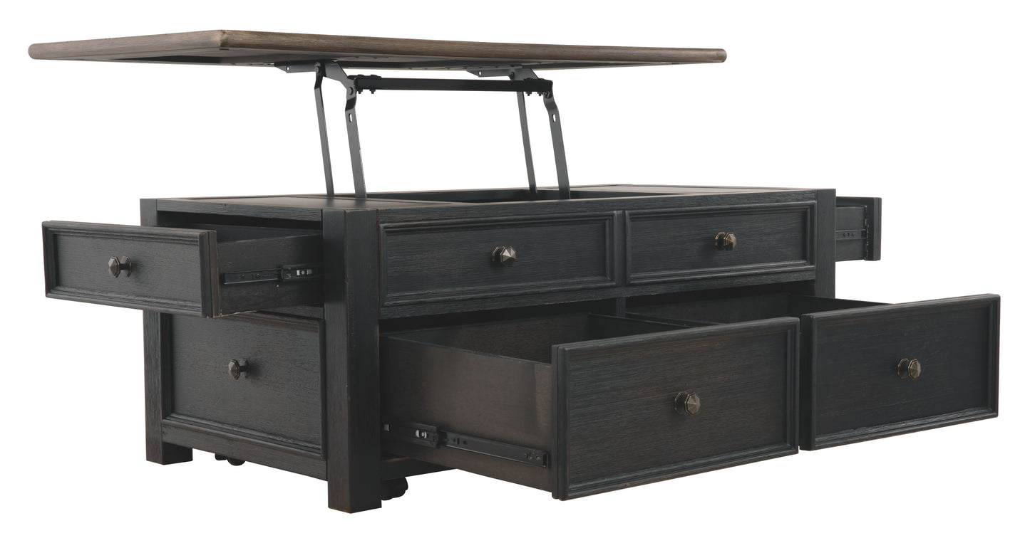 Tyler - Grayish Brown / Black - Lift Top Cocktail Table