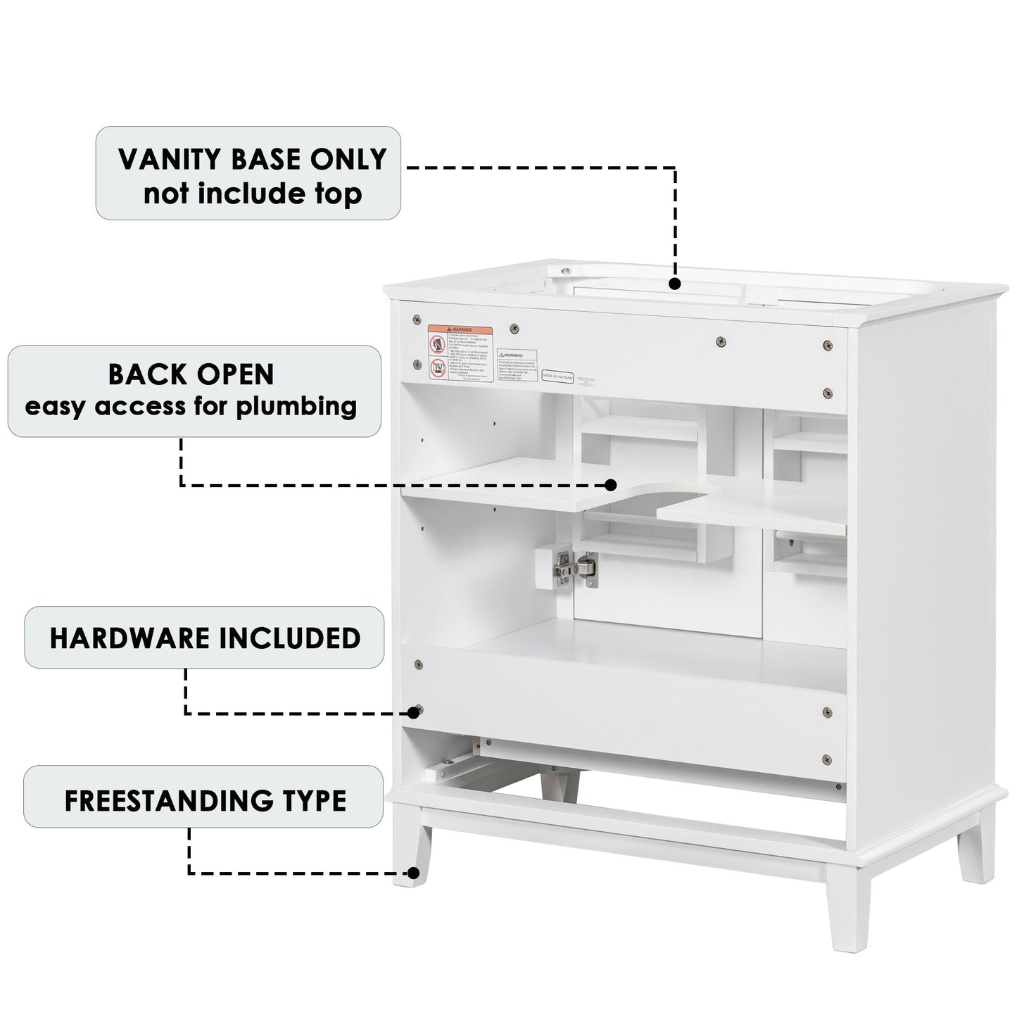 Modern Bathroom Vanity Base Only With Doors And Drawer