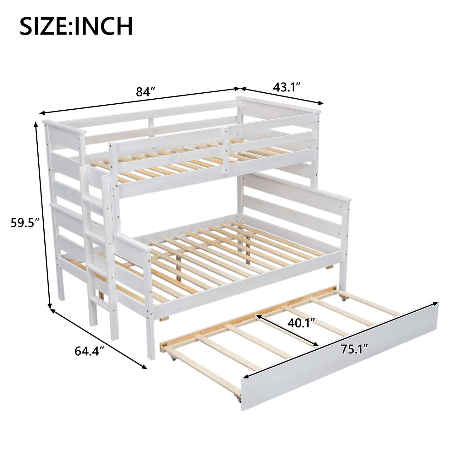 Detachable Design Bunk Bed With Ladder
