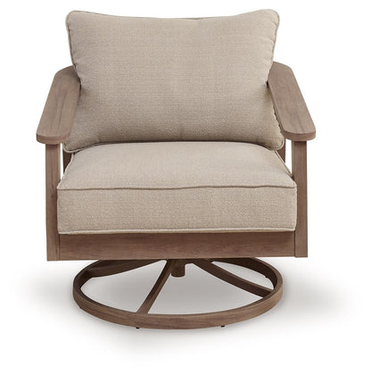 Francis Beach - Swivel Lounge With Cushion - Natural / Gray
