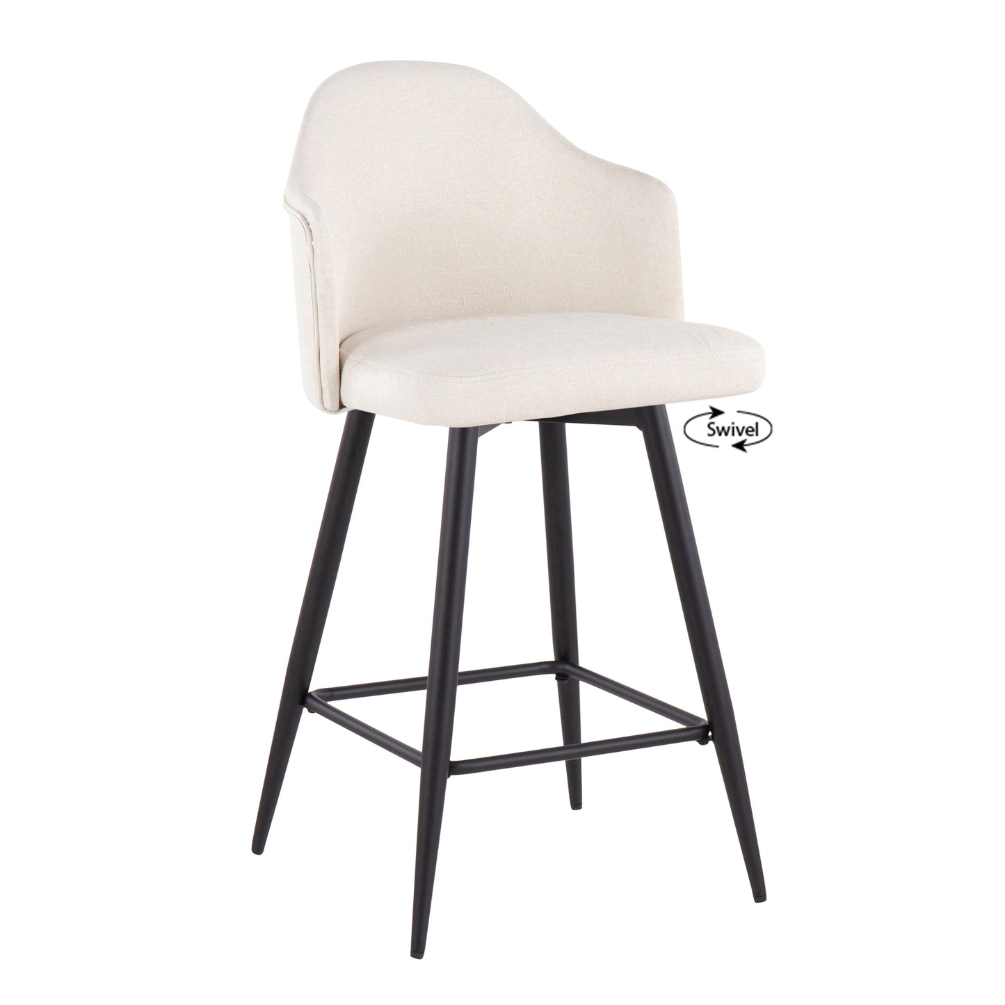 Ahoy - Contemporary Fixed Height Counter Stool With Square Footrest (Set of 2)