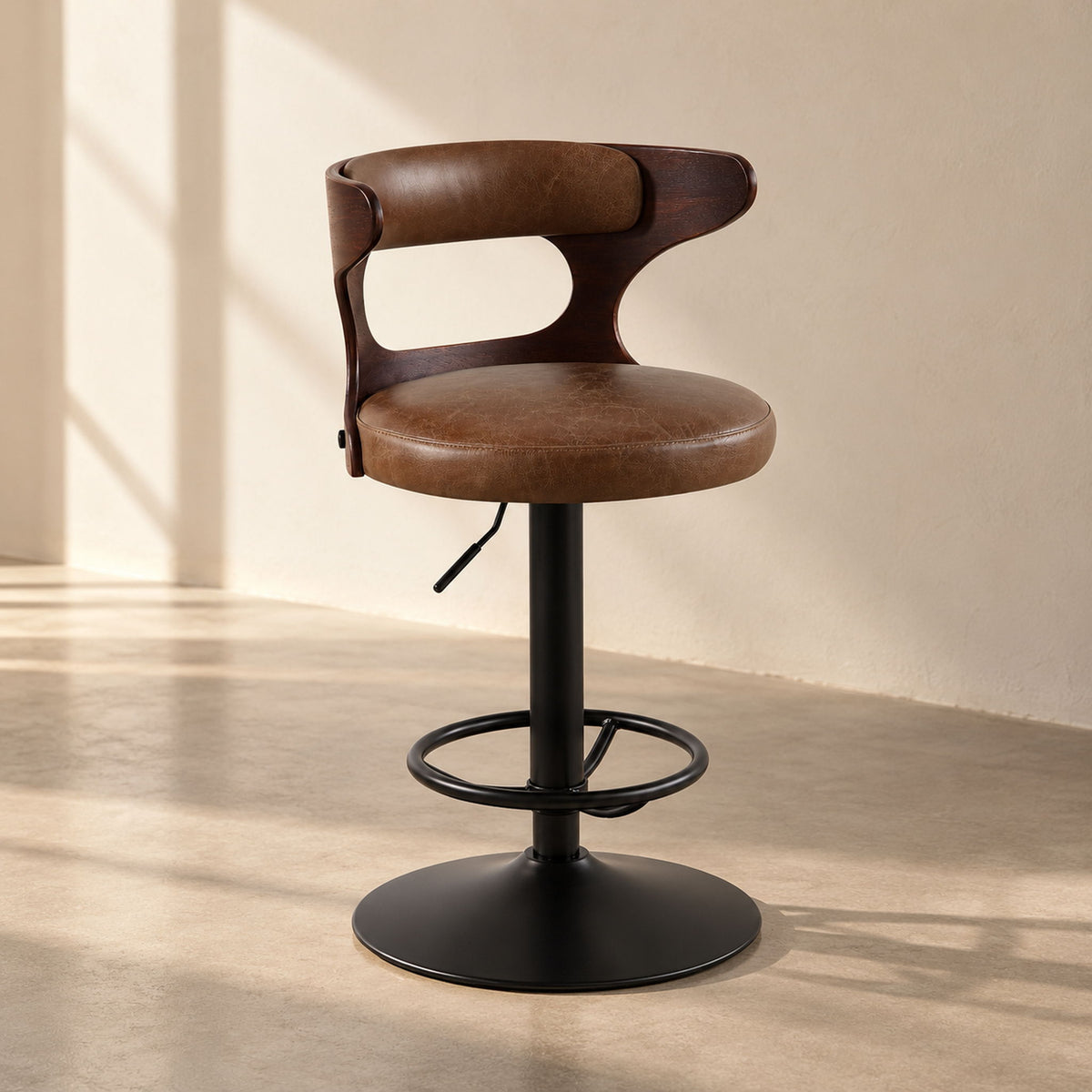 Saba - Adjustable Stool With Swivel - Brown