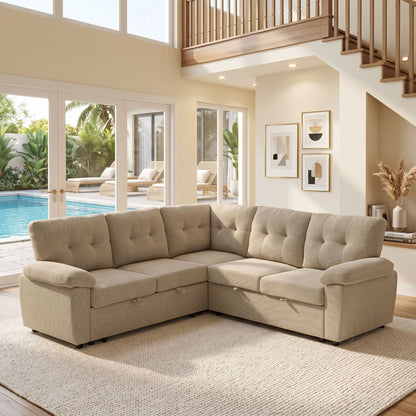 Convertible Sectional Sofa Bed & Pull Out Sleeper And Storage