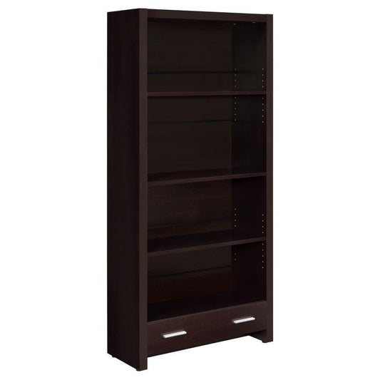 Skylar - 5-Shelf Bookcase With Drawer - Cappuccino