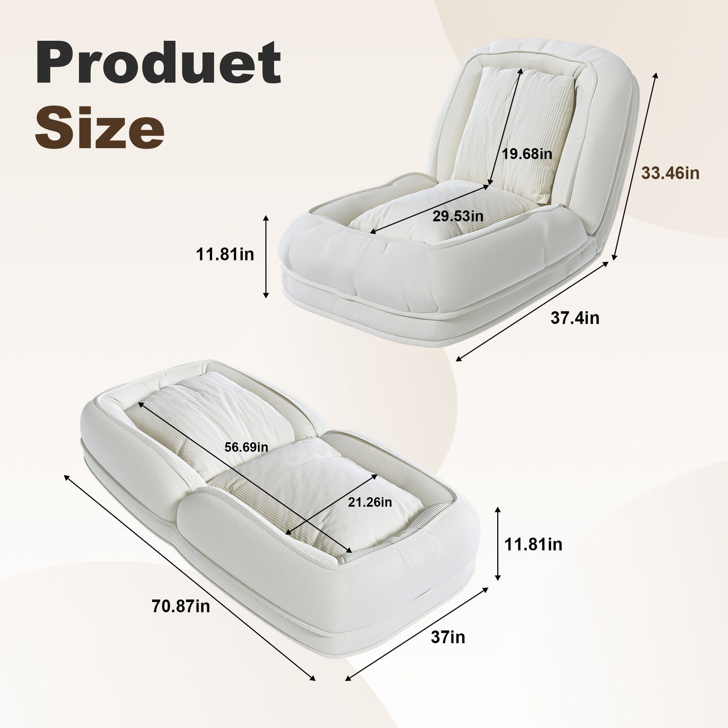 Upholstered Foldable Lazy Sofa Bed For Adults And Pets