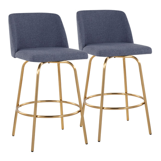 Toriano - Contemporary, Fixed Height Counter Stool With Swivel With Round Footrest (Set of 2)