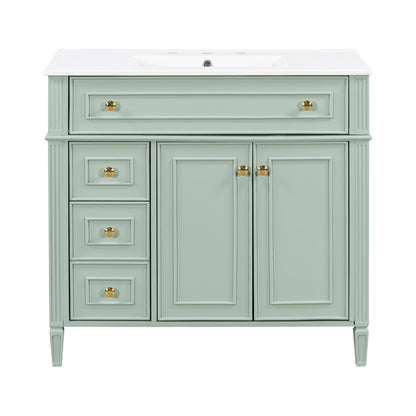 Bathroom Vanity With Sink, 3 Drawers & 2 Soft-Close Doors