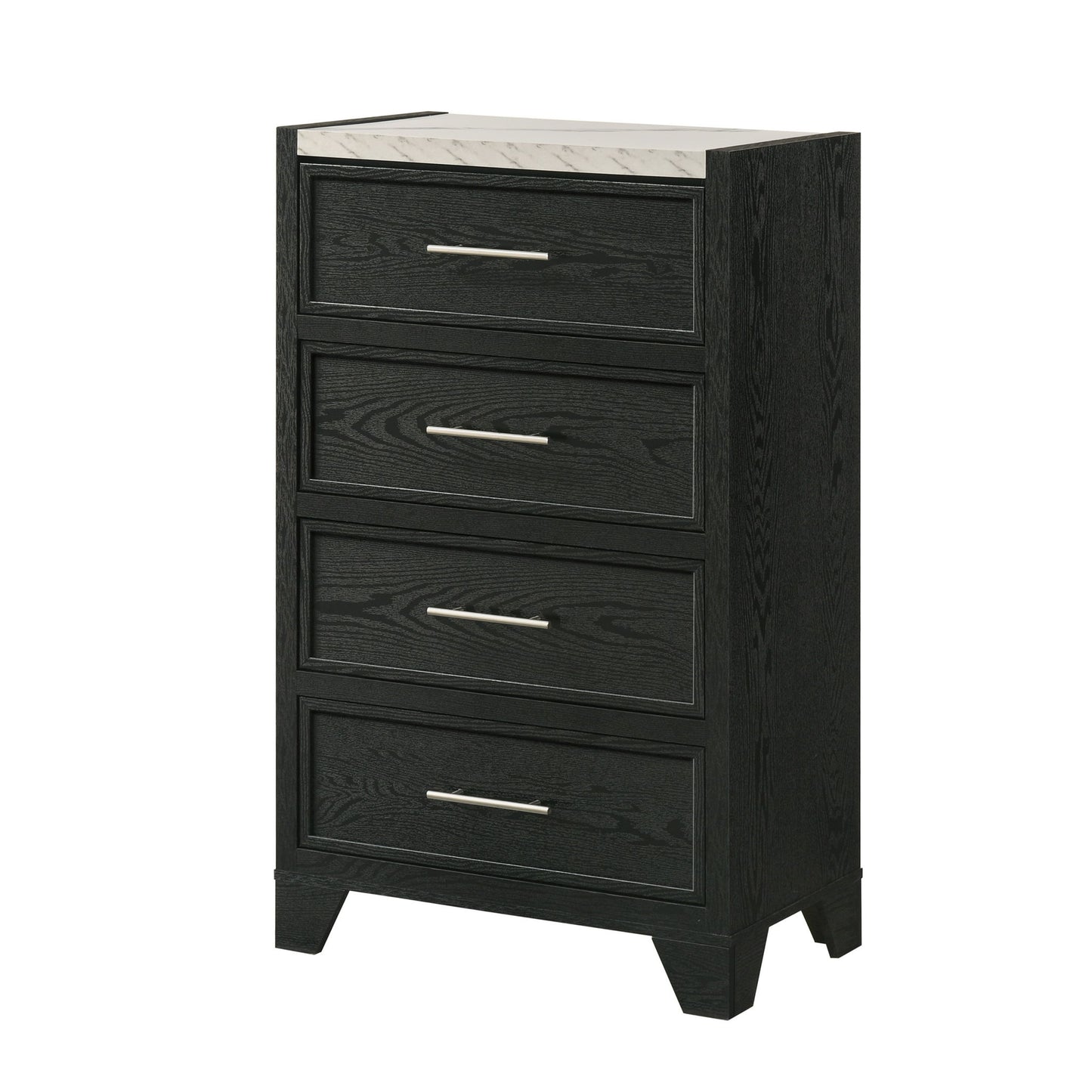 1 Piece 4 Drawers Tall Chest Bedroom Furniture - Black / White